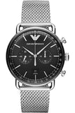 Buy Shop Emporio Armani Luigi Black Dial Silver Mesh Bracelet Watch For Men - AR8032 USA Online