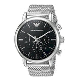 Buy Shop Emporio Armani Luigi Black Dial Silver Mesh Bracelet Watch For Men - AR8032 USA Online