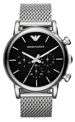 Buy Shop Emporio Armani Luigi Black Dial Silver Mesh Bracelet Watch For Men - AR8032 USA Online
