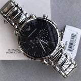 Buy Shop Emporio Armani Luigi Black Dial Silver Steel Strap Watch For Men - AR1894 USA Online