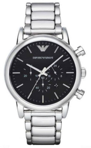 Buy Shop Emporio Armani Luigi Black Dial Silver Steel Strap Watch For Men - AR1894 USA Online