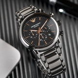 Buy Shop Emporio Armani Luigi Ceramic Chronograph Black Dial Black Strap Watch For Men - AR1509 USA Online