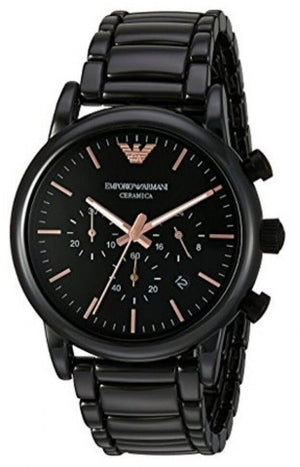 Buy Shop Emporio Armani Luigi Ceramic Chronograph Black Dial Black Strap Watch For Men - AR1509 USA Online