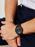 Buy Shop Emporio Armani Luigi Chronograph Black Dial Black Leather Strap Watch For Men - AR11133 USA Online