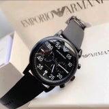 Buy Shop Emporio Armani Luigi Chronograph Black Dial Black Leather Strap Watch For Men - AR11133 USA Online