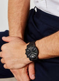 Buy Shop Emporio Armani Luigi Chronograph Black Dial Black Leather Strap Watch For Men - AR11133 USA Online