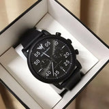 Buy Shop Emporio Armani Luigi Chronograph Black Dial Black Leather Strap Watch For Men - AR11133 USA Online