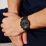 Buy Shop Emporio Armani Luigi Chronograph Black Dial Black Leather Strap Watch For Men - AR11133 USA Online
