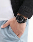 Buy Shop Emporio Armani Luigi Chronograph Black Dial Black Leather Strap Watch For Men - AR11133 USA Online