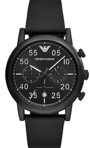Buy Shop Emporio Armani Luigi Chronograph Black Dial Black Leather Strap Watch For Men - AR11133 USA Online