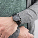 Buy Shop Emporio Armani Luigi Chronograph Black Dial Black Leather Strap Watch For Men - AR1737 USA Online