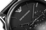Buy Shop Emporio Armani Luigi Chronograph Black Dial Black Leather Strap Watch For Men - AR1737 USA Online