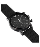 Buy Shop Emporio Armani Luigi Chronograph Black Dial Black Leather Strap Watch For Men - AR1737 USA Online