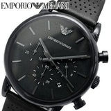 Buy Shop Emporio Armani Luigi Chronograph Black Dial Black Leather Strap Watch For Men - AR1737 USA Online