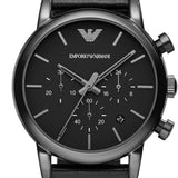 Buy Shop Emporio Armani Luigi Chronograph Black Dial Black Leather Strap Watch For Men - AR1737 USA Online