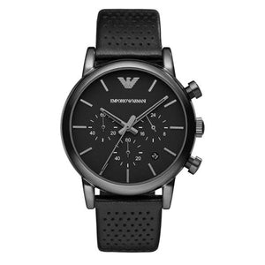 Buy Shop Emporio Armani Luigi Chronograph Black Dial Black Leather Strap Watch For Men - AR1737 USA Online