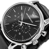 Buy Shop Emporio Armani Luigi Chronograph Black Dial Black Leather Watch For Men - AR1828 USA Online