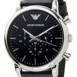 Buy Shop Emporio Armani Luigi Chronograph Black Dial Black Leather Watch For Men - AR1828 USA Online