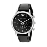 Buy Shop Emporio Armani Luigi Chronograph Black Dial Black Leather Watch For Men - AR1828 USA Online