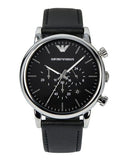 Buy Shop Emporio Armani Luigi Chronograph Black Dial Black Leather Watch For Men - AR1828 USA Online