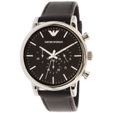 Buy Shop Emporio Armani Luigi Chronograph Black Dial Black Leather Watch For Men - AR1828 USA Online