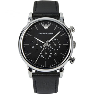 Buy Shop Emporio Armani Luigi Chronograph Black Dial Black Leather Watch For Men - AR1828 USA Online