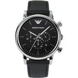 Buy Shop Emporio Armani Luigi Chronograph Black Dial Black Leather Watch For Men - AR1828 USA Online