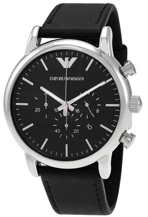 Buy Shop Emporio Armani Luigi Chronograph Black Dial Black Leather Watch For Men - AR1828 USA Online