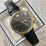 Buy Shop Emporio Armani Luigi Chronograph Black Dial Black Leather Watch For Men - AR1917 USA Online