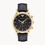 Buy Shop Emporio Armani Luigi Chronograph Black Dial Black Leather Watch For Men - AR1917 USA Online
