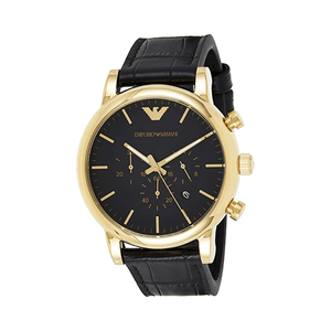 Buy Shop Emporio Armani Luigi Chronograph Black Dial Black Leather Watch For Men - AR1917 USA Online