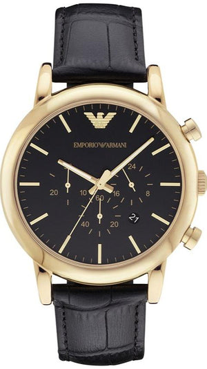 Buy Shop Emporio Armani Luigi Chronograph Black Dial Black Leather Watch For Men - AR1917 USA Online