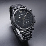 Buy Shop Emporio Armani Luigi Chronograph Black Dial Black Steep Strap Watch For Men - AR11045 USA Online