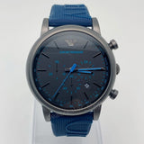 Buy Shop Emporio Armani Luigi Chronograph Black Dial Blue Rubber Strap Watch For Men - AR11023 USA Online