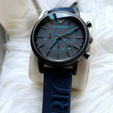 Buy Shop Emporio Armani Luigi Chronograph Black Dial Blue Rubber Strap Watch For Men - AR11023 USA Online
