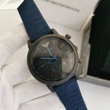 Buy Shop Emporio Armani Luigi Chronograph Black Dial Blue Rubber Strap Watch For Men - AR11023 USA Online