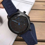 Buy Shop Emporio Armani Luigi Chronograph Black Dial Blue Rubber Strap Watch For Men - AR11023 USA Online