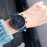 Buy Shop Emporio Armani Luigi Chronograph Black Dial Blue Rubber Strap Watch For Men - AR11023 USA Online