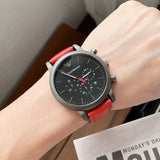 Buy Shop Emporio Armani Luigi Chronograph Black Dial Red Leather Strap Watch For Men - AR1971 USA Online