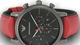 Buy Shop Emporio Armani Luigi Chronograph Black Dial Red Leather Strap Watch For Men - AR1971 USA Online