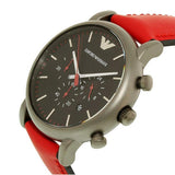 Buy Shop Emporio Armani Luigi Chronograph Black Dial Red Leather Strap Watch For Men - AR1971 USA Online