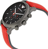 Buy Shop Emporio Armani Luigi Chronograph Black Dial Red Leather Strap Watch For Men - AR1971 USA Online