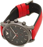 Buy Shop Emporio Armani Luigi Chronograph Black Dial Red Leather Strap Watch For Men - AR1971 USA Online