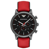 Buy Shop Emporio Armani Luigi Chronograph Black Dial Red Leather Strap Watch For Men - AR1971 USA Online