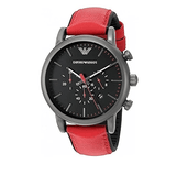 Buy Shop Emporio Armani Luigi Chronograph Black Dial Red Leather Strap Watch For Men - AR1971 USA Online