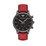 Buy Shop Emporio Armani Luigi Chronograph Black Dial Red Leather Strap Watch For Men - AR1971 USA Online