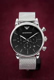 Buy Shop Emporio Armani Luigi Chronograph Black Dial Silver Mesh Bracelet Watch For Men - AR1811 USA Online