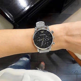 Buy Shop Emporio Armani Luigi Chronograph Black Dial Silver Mesh Bracelet Watch For Men - AR1811 USA Online