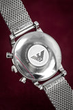 Buy Shop Emporio Armani Luigi Chronograph Black Dial Silver Mesh Bracelet Watch For Men - AR1811 USA Online