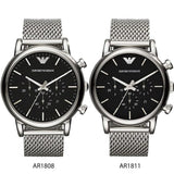 Buy Shop Emporio Armani Luigi Chronograph Black Dial Silver Mesh Bracelet Watch For Men - AR1811 USA Online